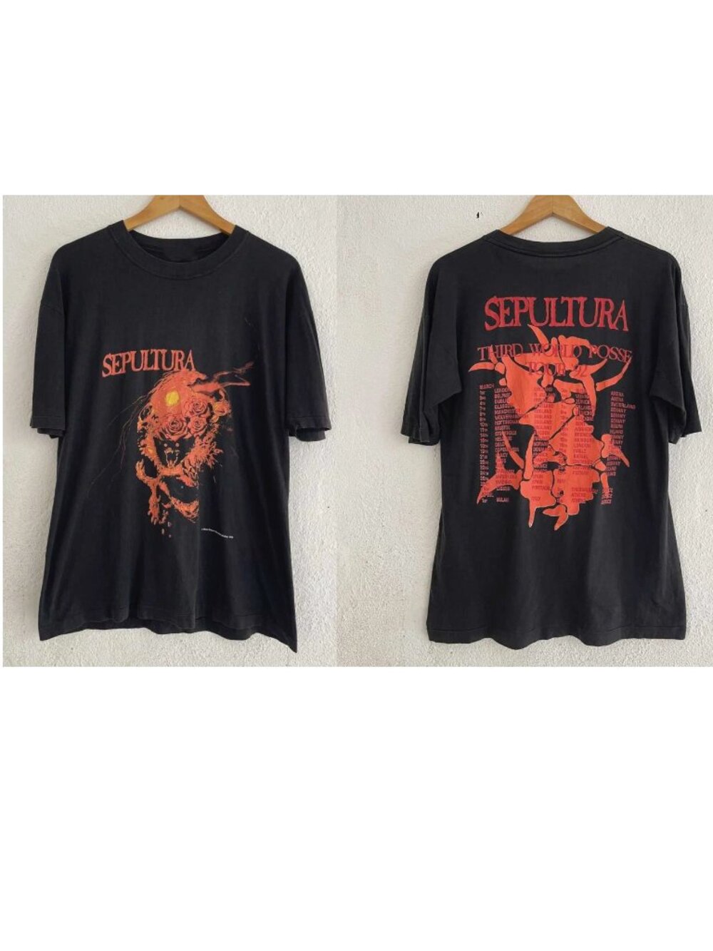 Sepultura Beneath The Remains Third World Tour 1992 Vintage Band T-Shirt